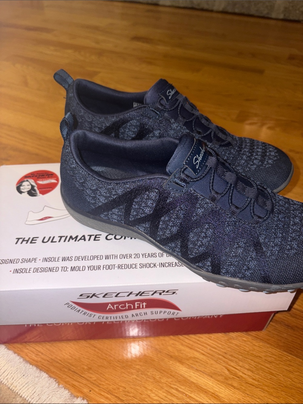 Skechers Men's Navy Knit Slip-On Arch Fit Sneakers